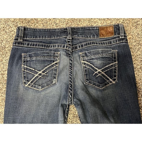 BKE Culture Jeans Womens 31 Blue Medium Wash Straight Leg Embroidered Denim - Picture 6 of 12